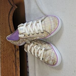 Coach Purple and Gold Sneakers Canvas Low-Top